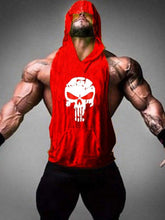 menaful Red / M Fitness Hooded Skull Tank Top